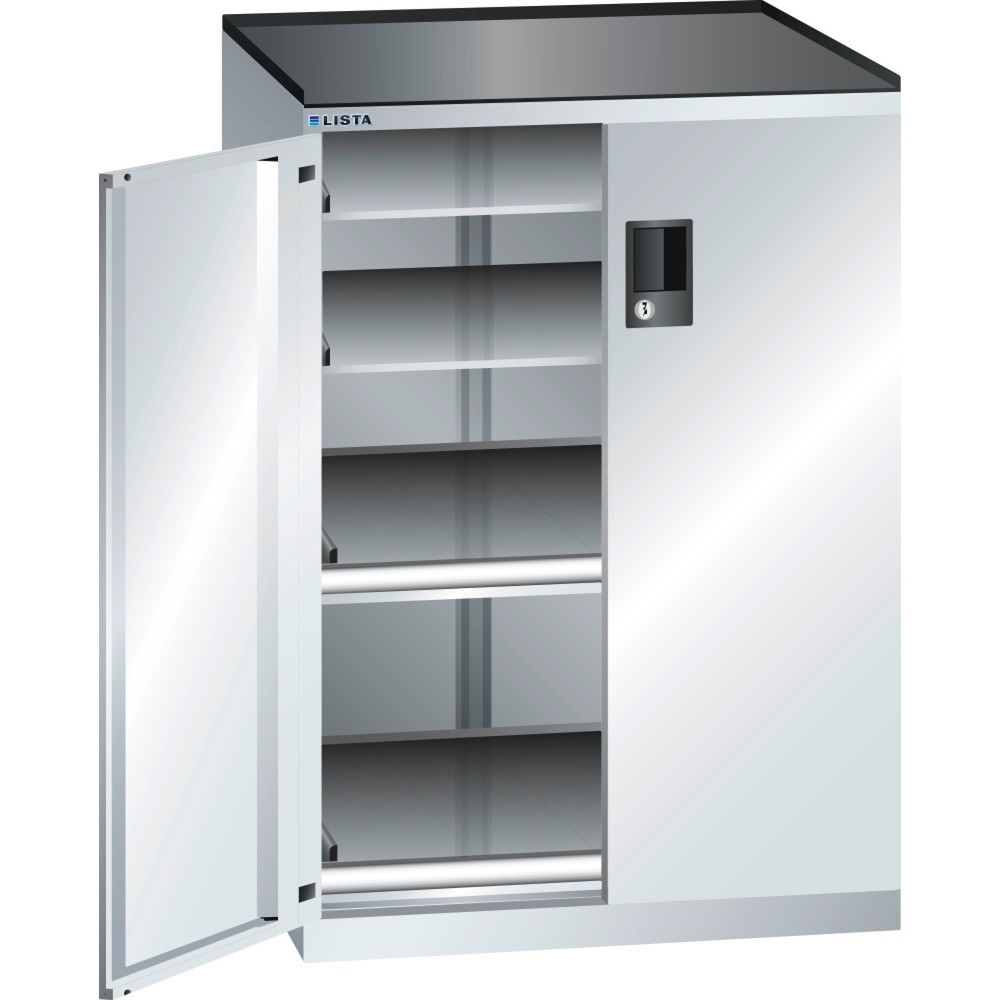 Produktabbildung: LISTA Beistellschrank 36x36E, (BxTxH) 717x753x1020mm, 2 Auszug-, 2 Verstellböden, lichtgrau, KEY Lock