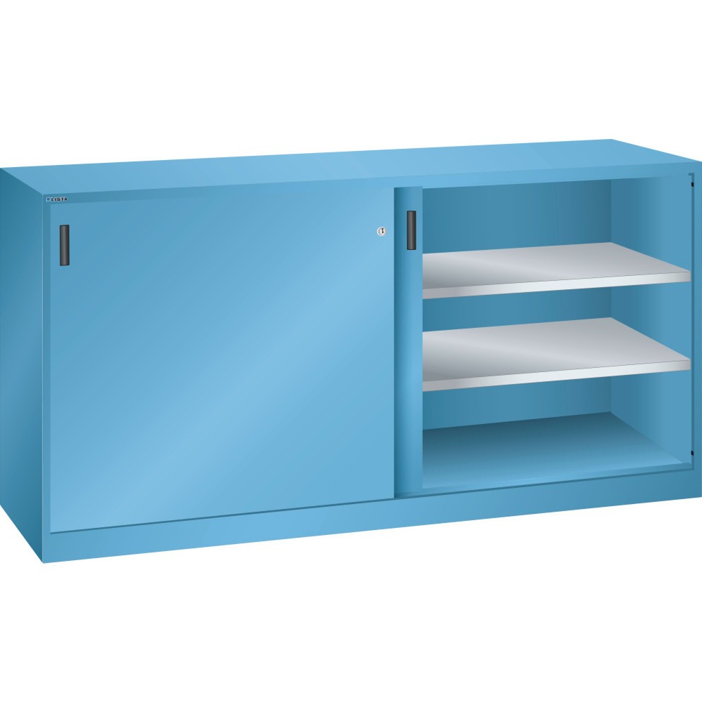Produktabbildung: LISTA Beistellschrank mit Schiebetüren, (BxTxH) 2000x400x1000mm, 4 Verstellböden, lichtblau