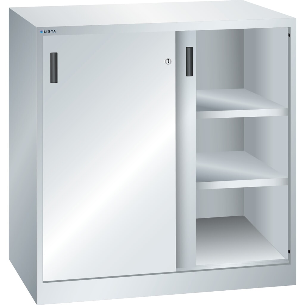 Produktabbildung: LISTA Beistellschrank mit Schiebetüren, (BxTxH) 1000x400x1000mm, 2 Verstellböden, lichtgrau