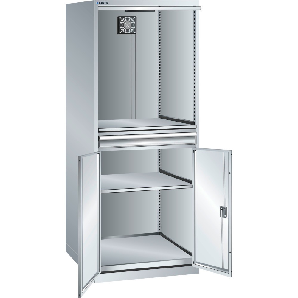 Produktabbildung: LISTA Computerschrank 36x36E, (BxTxH) 717x725x1625mm, D / Schuko, lichtgrau