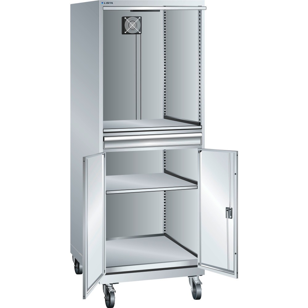 Produktabbildung: LISTA Computerschrank fahrbar 36x36E, (BxTxH) 717x725x1762mm, ohne Steckerleiste, lichtgrau