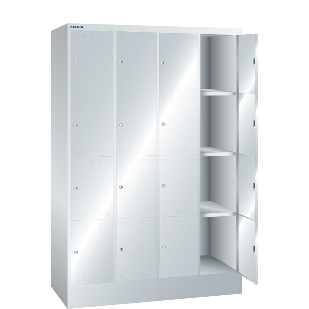 Produktabbildung: LISTA Fächerschrank, (BxTxH) 1200x500x1795mm, 4x4 Fächer, Zylinderschloss