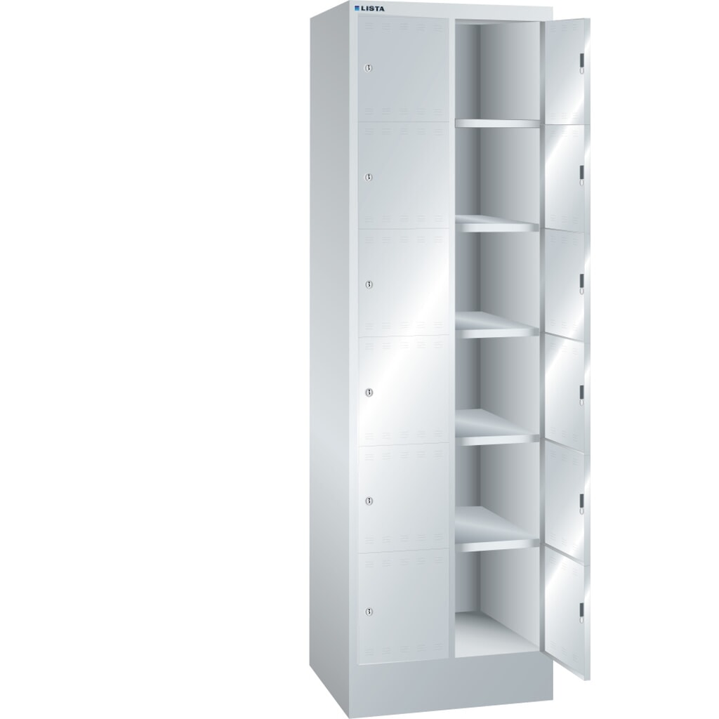 LISTA Fächerschrank, (BxTxH) 610x500x1995mm, 2x6 Fächer, Zylinderschloss Produktabbildung: LISTA Fächerschrank, (BxTxH) 610x500x1995mm, 2x6 Fächer, Zylinderschloss
