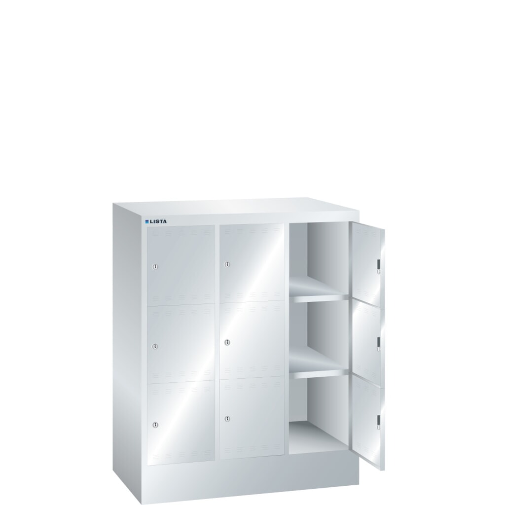 LISTA Fächerschrank, (BxTxH) 905x500x1095mm, 3x3 Fächer, Zylinderschloss Produktabbildung: LISTA Fächerschrank, (BxTxH) 905x500x1095mm, 3x3 Fächer, Zylinderschloss