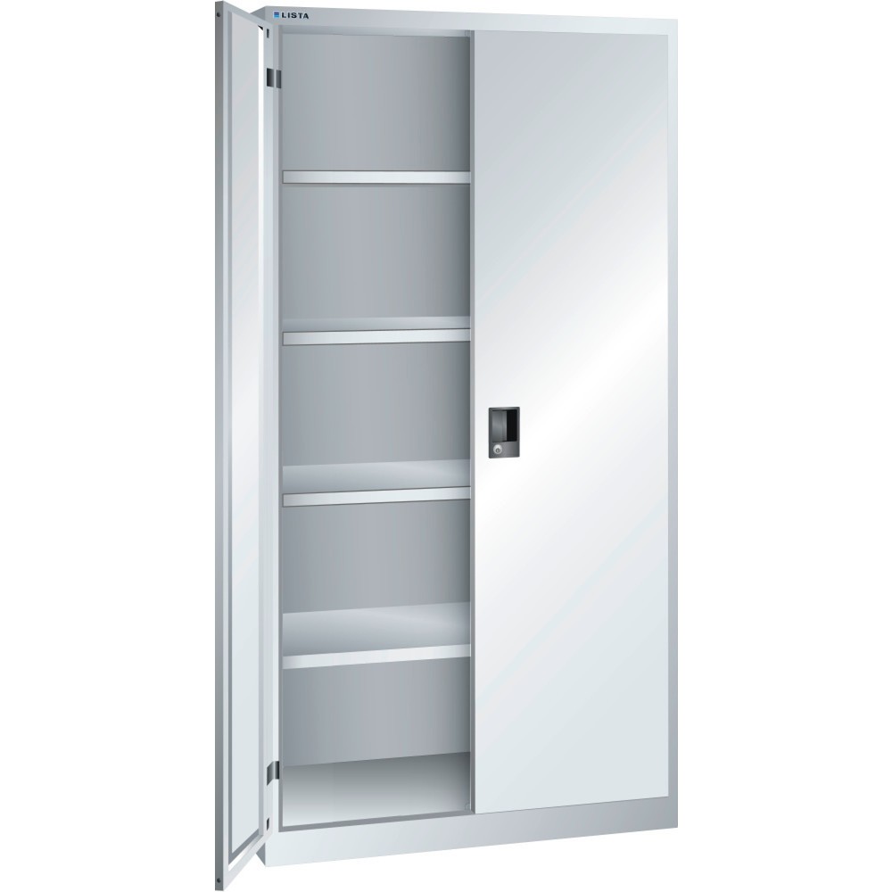 Produktabbildung: LISTA Flügeltürschrank, (BxTxH) 1000x400x1950mm, 4 Verstellböden, lichtgrau, KEY Lock
