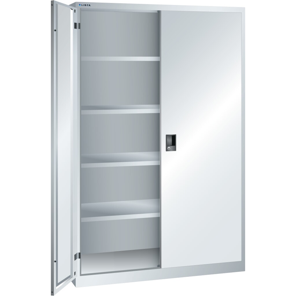 LISTA Flügeltürschrank, (BxTxH) 1250x580x1950mm, 4 Verstellböden, lichtgrau, KEY Lock Produktabbildung: LISTA Flügeltürschrank, (BxTxH) 1250x580x1950mm, 4 Verstellböden, lichtgrau, KEY Lock