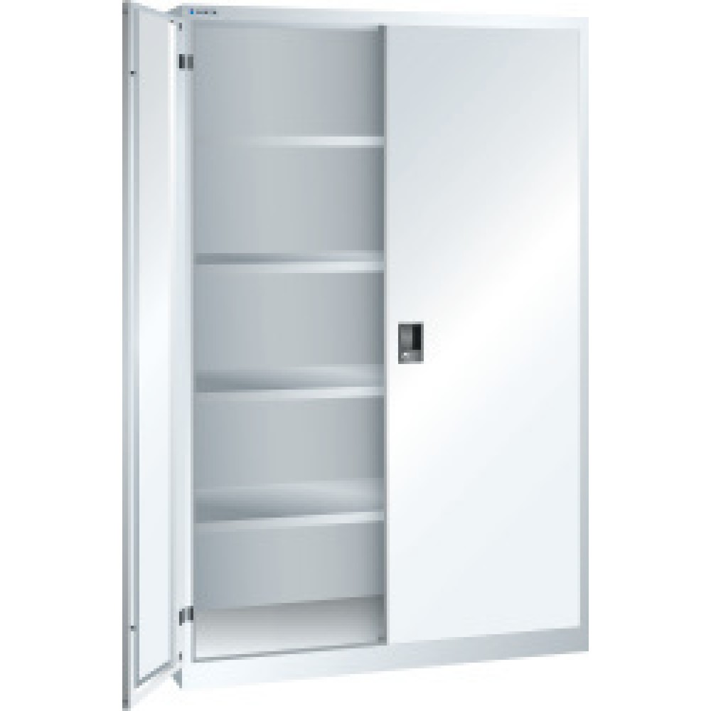Produktabbildung: LISTA Flügeltürschrank mit 4 verzinkten Böden, HxBxT 1.950 x 1.250 x 580 mm, reinweiß, reinweiß