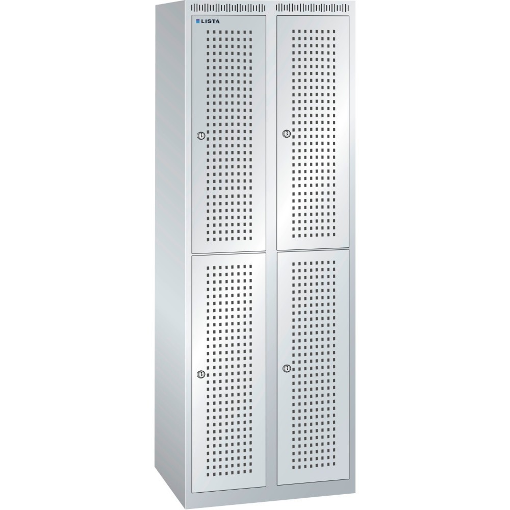 Produktabbildung: LISTA Garderobenschrank mit Lochfeld, (TxH) 1200x500x1700mm, ohne Unterbau, 2-reihig, 2x2 Abteile, Zylinderschloss