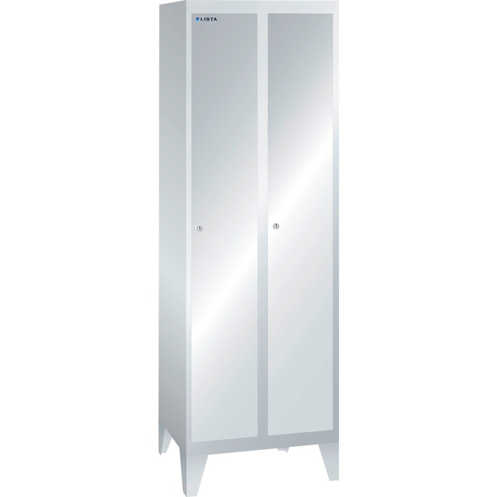 Produktabbildung: LISTA Garderobenschrank mit Lochfeld, (TxH) 500x1850mm, mit Füßen, 2 Abteile, Zylinderschloss
