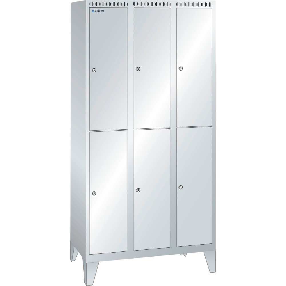 Produktabbildung: LISTA Garderobenschrank, (TxH) 500x1850mm, mit Füßen, 2-reihig, 3x2 Abteile, Verschlussvorrichtung