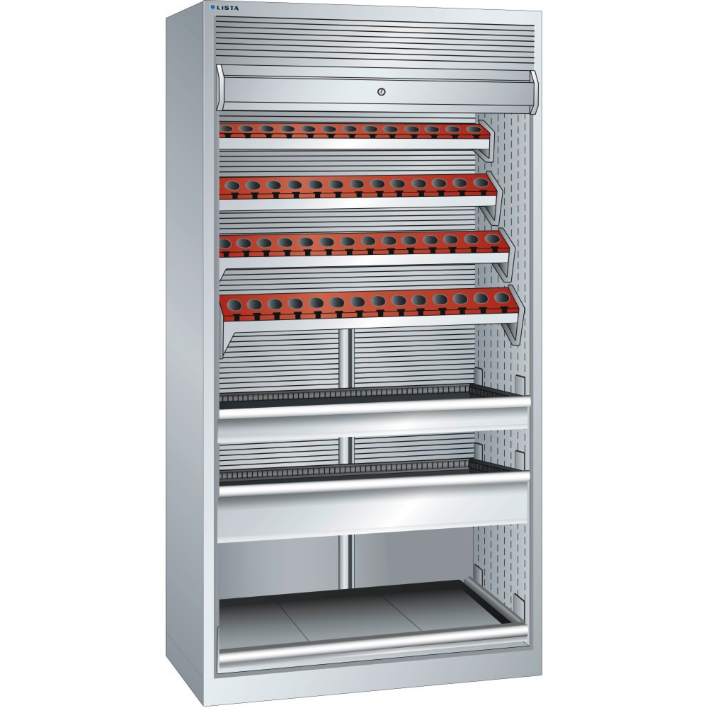 Produktabbildung: LISTA NC-Schrank 54x27E, (BxTxH) 1038x691x1950mm, ISO-SK 40, 56 Halter, lichtgrau