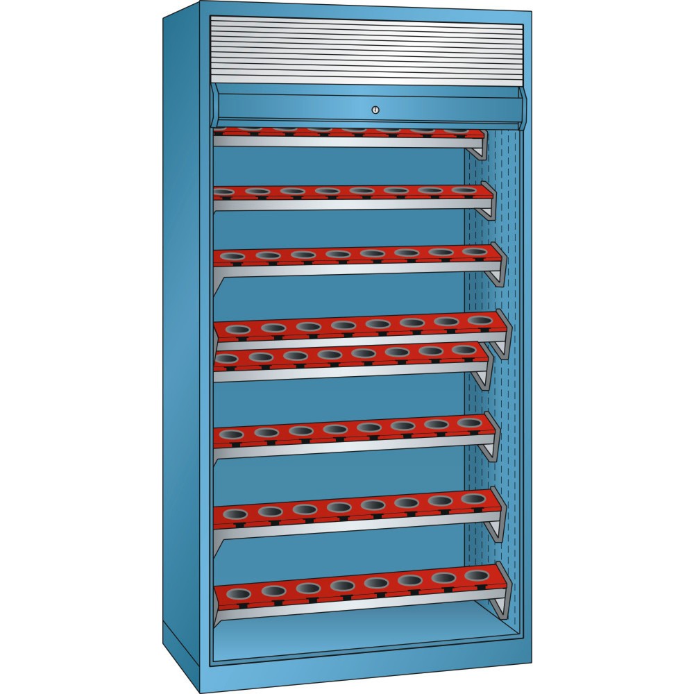Produktabbildung: LISTA NC-Schrank 54x27E, (BxTxH) 1038x691x1950mm, ISO-SK 50, 64 Halter, lichtblau