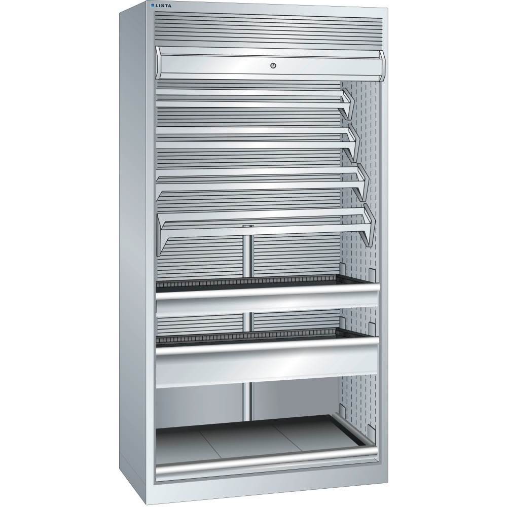 Produktabbildung: LISTA NC-Schrank 54x27E, (BxTxH) 1038x691x1950mm, o. Werkzeughalter, 2 Schubladen, lichtgrau
