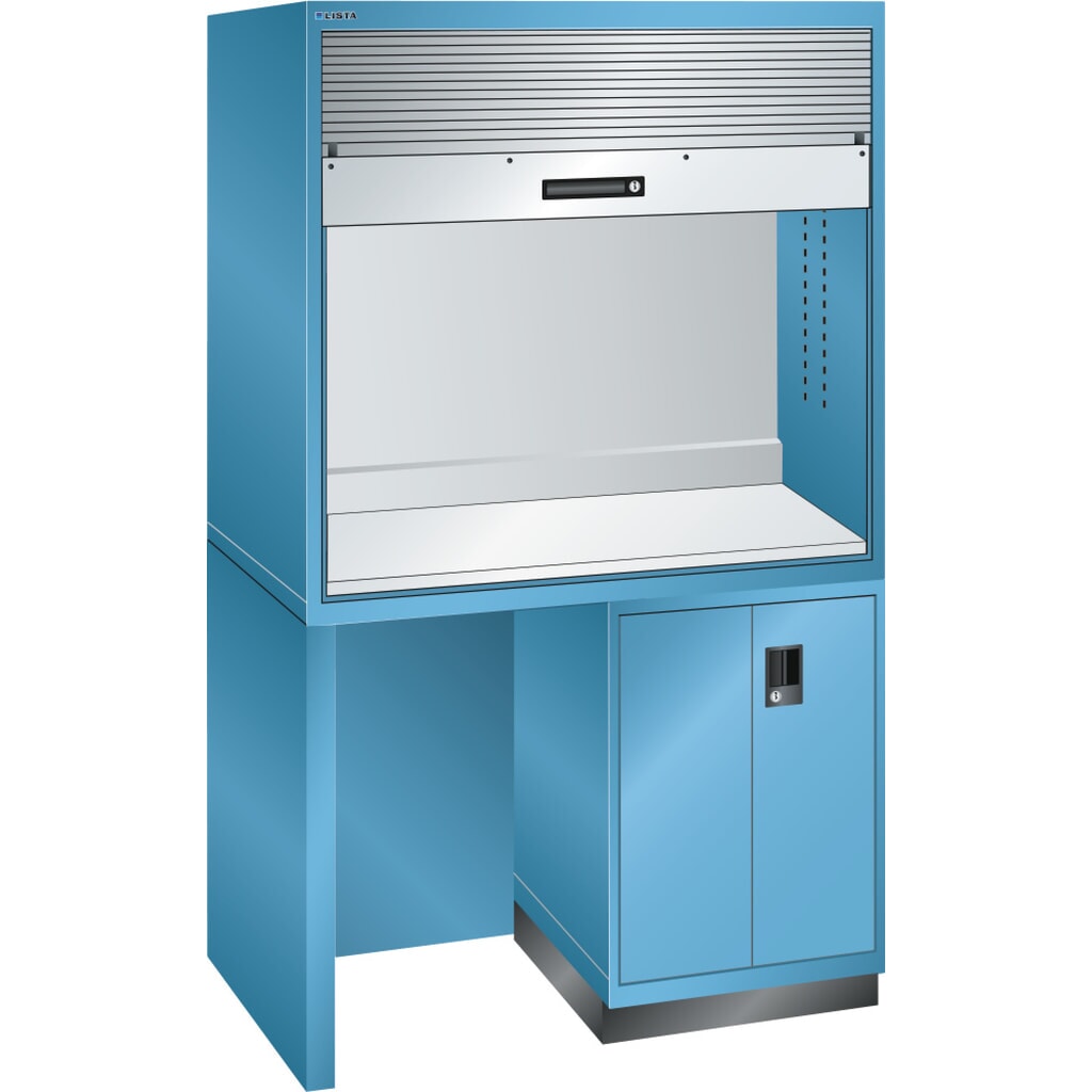 LISTA Qualitätsstation 2x36x36E, (BxTxH) 1434x725x2100mm, ohne Steckerleiste, lichtblau Produktabbildung: LISTA Qualitätsstation 2x36x36E, (BxTxH) 1434x725x2100mm, ohne Steckerleiste, lichtblau