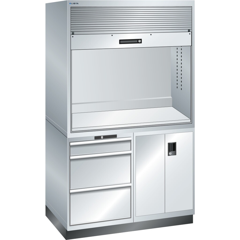 LISTA Qualitätsstation 2x36x36E, (BxTxH) 1434x725x2100mm, 3 Schubladen, ohne Steckerleiste, lichtgrau Produktabbildung: LISTA Qualitätsstation 2x36x36E, (BxTxH) 1434x725x2100mm, 3 Schubladen, ohne Steckerleiste, lichtgrau