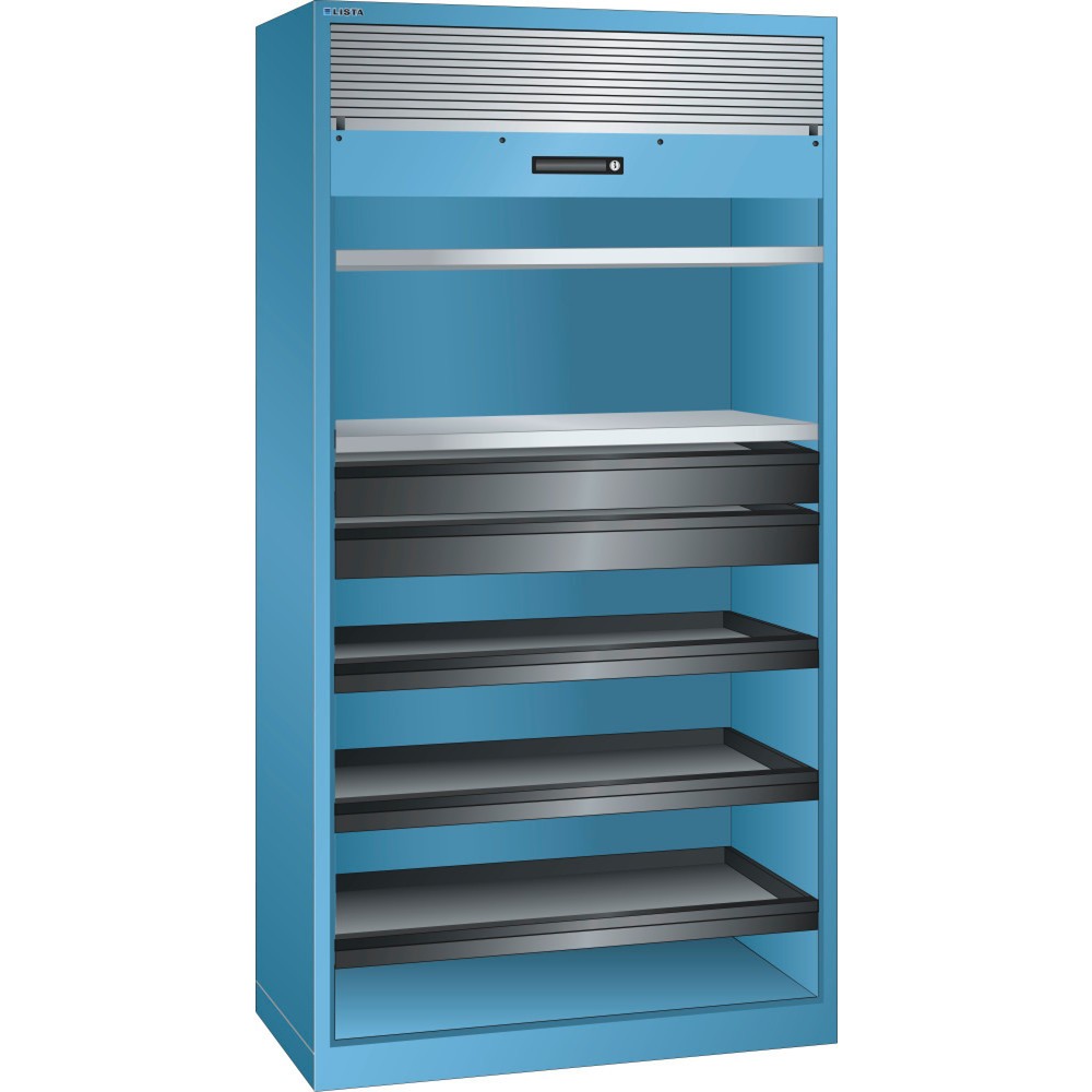 Produktabbildung: LISTA Rollladenschrank, (BxTxH) 1000x580x1950mm, 3 Auszug-, 2 Verstellböden, lichtblau