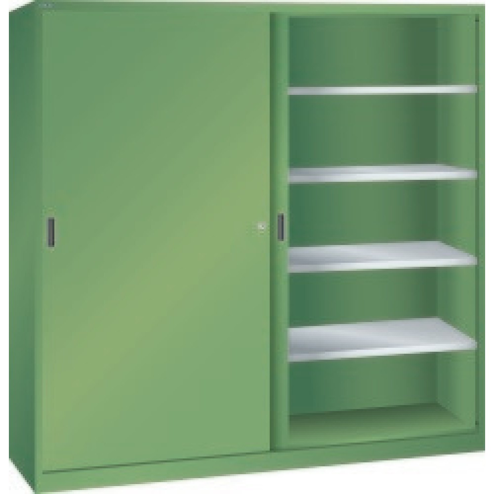 Produktabbildung: LISTA Schiebetürenschrank, extrabreit, HxBxT 1.950 x 2.000 x 580 mm, resedagrün, resedagrün