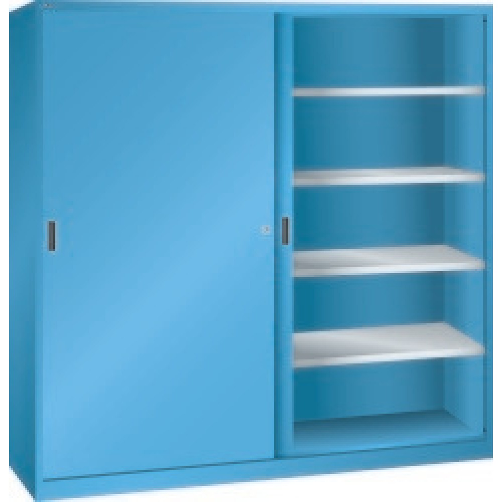Produktabbildung: LISTA Schiebetürenschrank, extrabreit, HxBxT 1.950 x 2.000 x 580 mm, capriblau, capriblau
