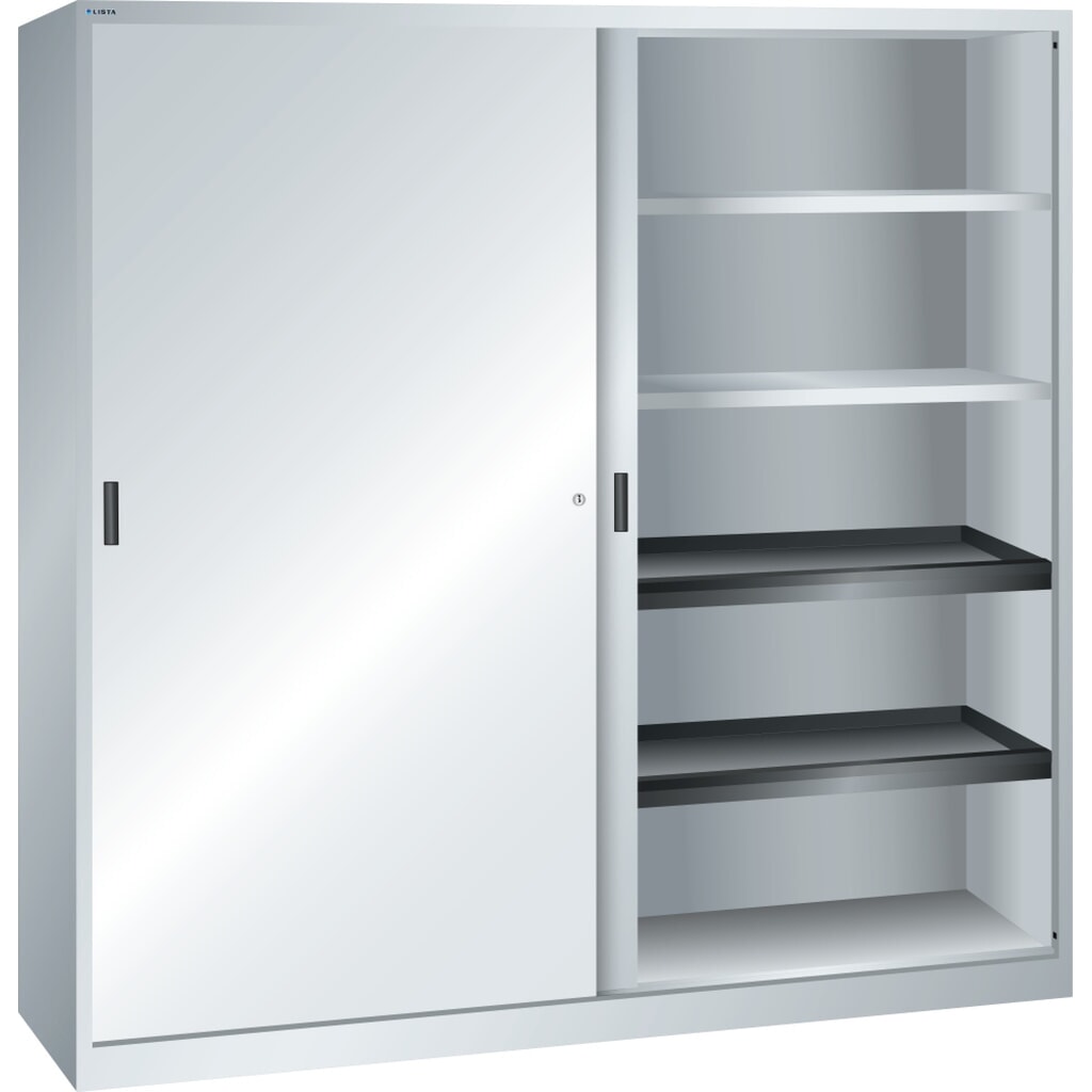 LISTA Schiebetürschrank, (BxTxH) 2000x580x1950mm, 4 Auszug-, 4 Verstellböden, lichtgrau Produktabbildung: LISTA Schiebetürschrank, (BxTxH) 2000x580x1950mm, 4 Auszug-, 4 Verstellböden, lichtgrau