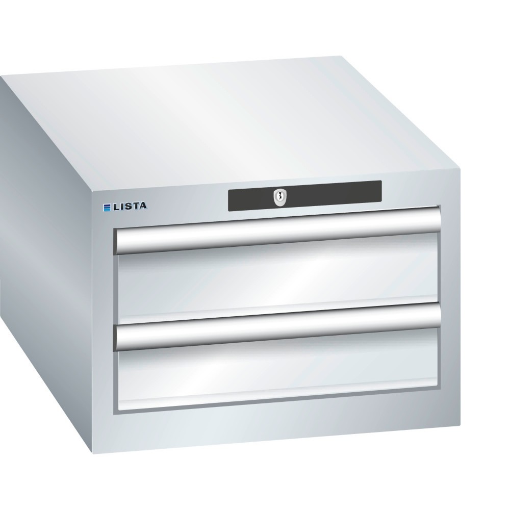 Produktabbildung: LISTA Schubladenschrank 18x27E, (BxTxH) 411x572x283mm, 2 Schubladen, 2 x 100, lichtgrau, KEY Lock