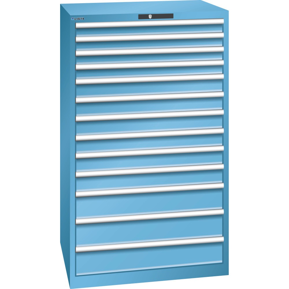 Produktabbildung: LISTA Schubladenschrank 45x36E, (BxTxH) 870x725x1450mm, 13 Schubladen TK 200kg, lichtblau, CODE Lock