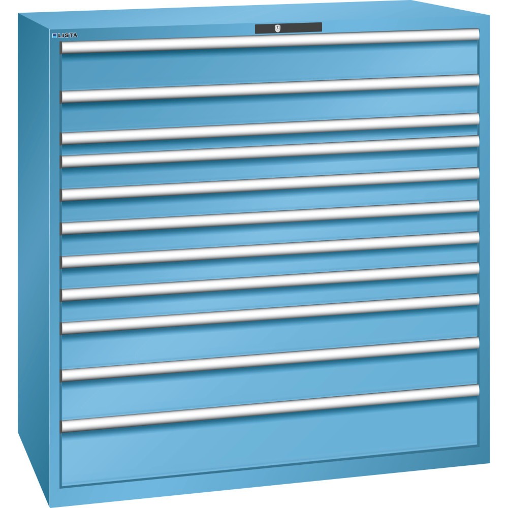 Produktabbildung: LISTA Schubladenschrank 78x36E, (BxTxH) 1431x725x1450mm, 11 Schubladen TK 200kg, lichtblau, CODE Lock