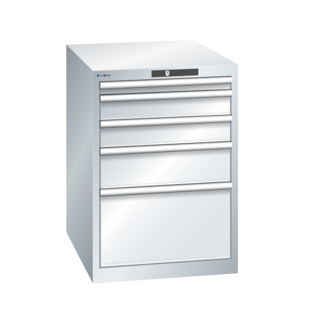 Produktabbildung: LISTA Schubladenschrank, Schubladen 1x50 + 2x100 + 1x150 + 1x300 mm, TK 75 kg, lichtblau
