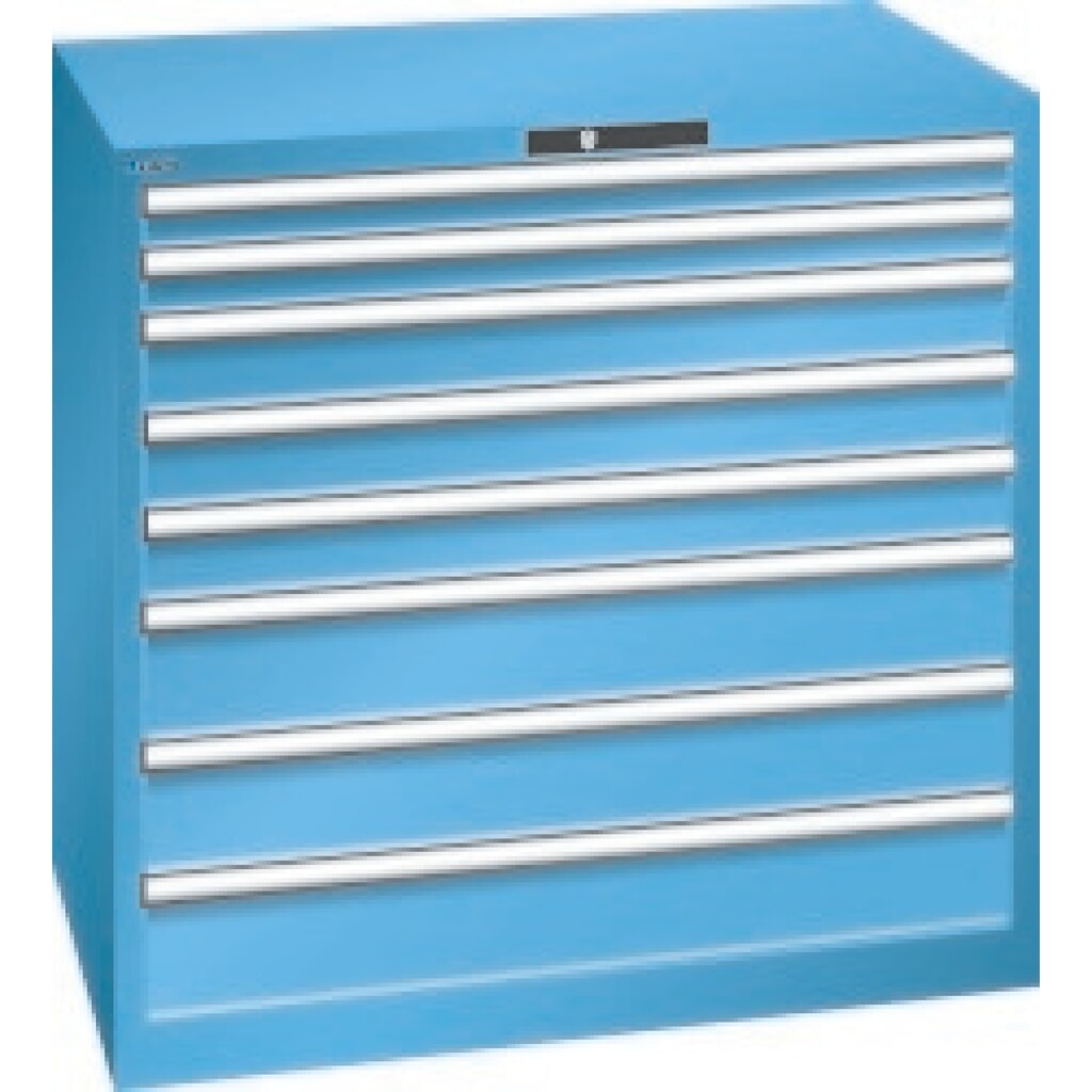 LISTA Schubladenschrank, Schubladen 2x75 + 3x100 + 3x150 mm, TK 200 kg, lichtblau Produktabbildung: LISTA Schubladenschrank, Schubladen 2x75 + 3x100 + 3x150 mm, TK 200 kg, lichtblau