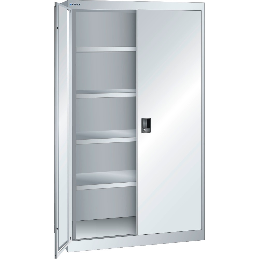 Produktabbildung: LISTA Schwerlastschrank 54x27E, (BxTxH) 1100x641x1950mm, 4 Verstellböden, lichtgrau, RFID Lock