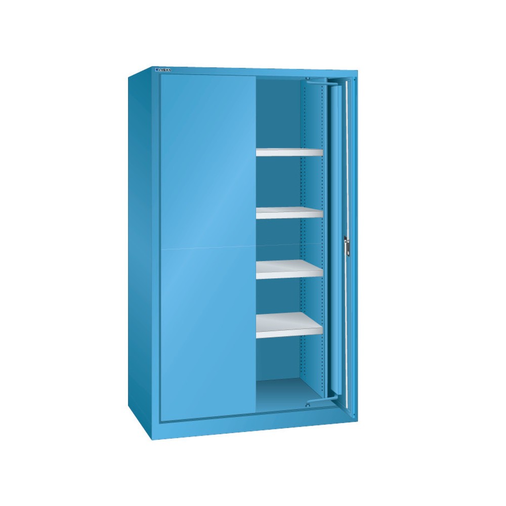 Produktabbildung: LISTA Schwerlastschrank mit Einschwenktüren, 4 Fachböden, HxBxT 1.950 x 1.146 x 690 mm, lichtblau