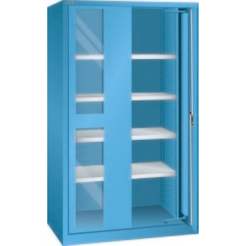 Produktabbildung: LISTA Schwerlastschrank mit Einschwenktüren + Sichtfenster, 4 Fachböden, HxBxT 1.950 x 1.146 x 690 mm, lichtblau