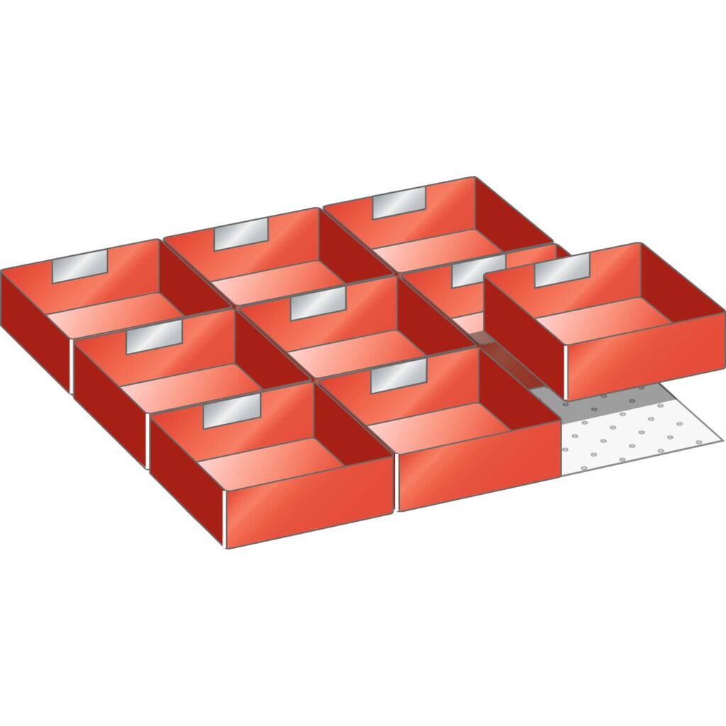 LISTA Set Einsatzkästen 27x27E, (BxT) 459x459mm, 9-teilig, für Fronthöhe 50mm Produktabbildung: LISTA Set Einsatzkästen 27x27E, (BxT) 459x459mm, 9-teilig, für Fronthöhe 50mm