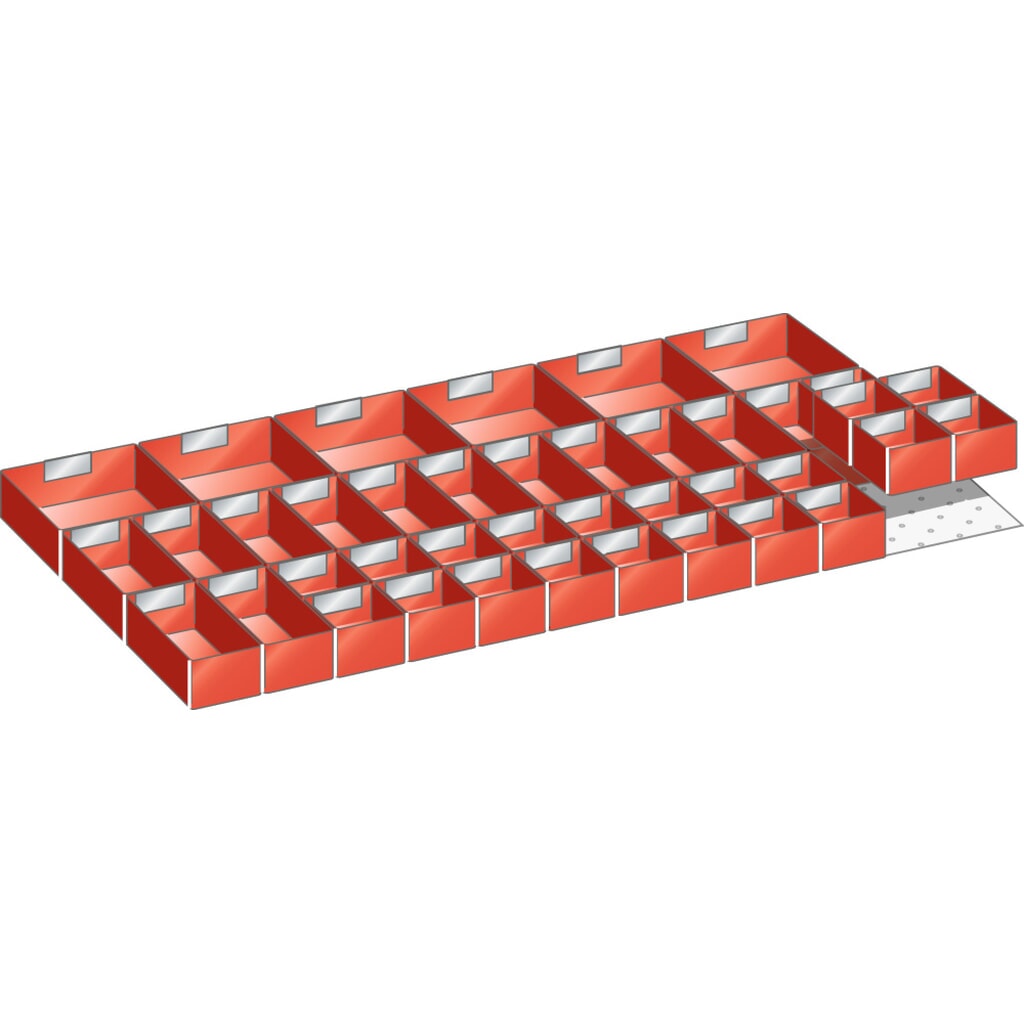 LISTA Set Einsatzkästen 54x27E, (BxT) 918x459mm, 22-teilig, für Fronthöhe 75mm Produktabbildung: LISTA Set Einsatzkästen 54x27E, (BxT) 918x459mm, 22-teilig, für Fronthöhe 75mm