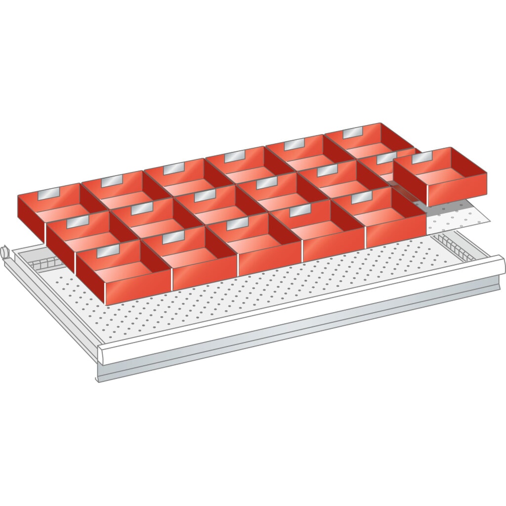 Produktabbildung: LISTA Set Einsatzkästen 54x27E, (BxTxFH) 918x459x50mm, 18-teilig