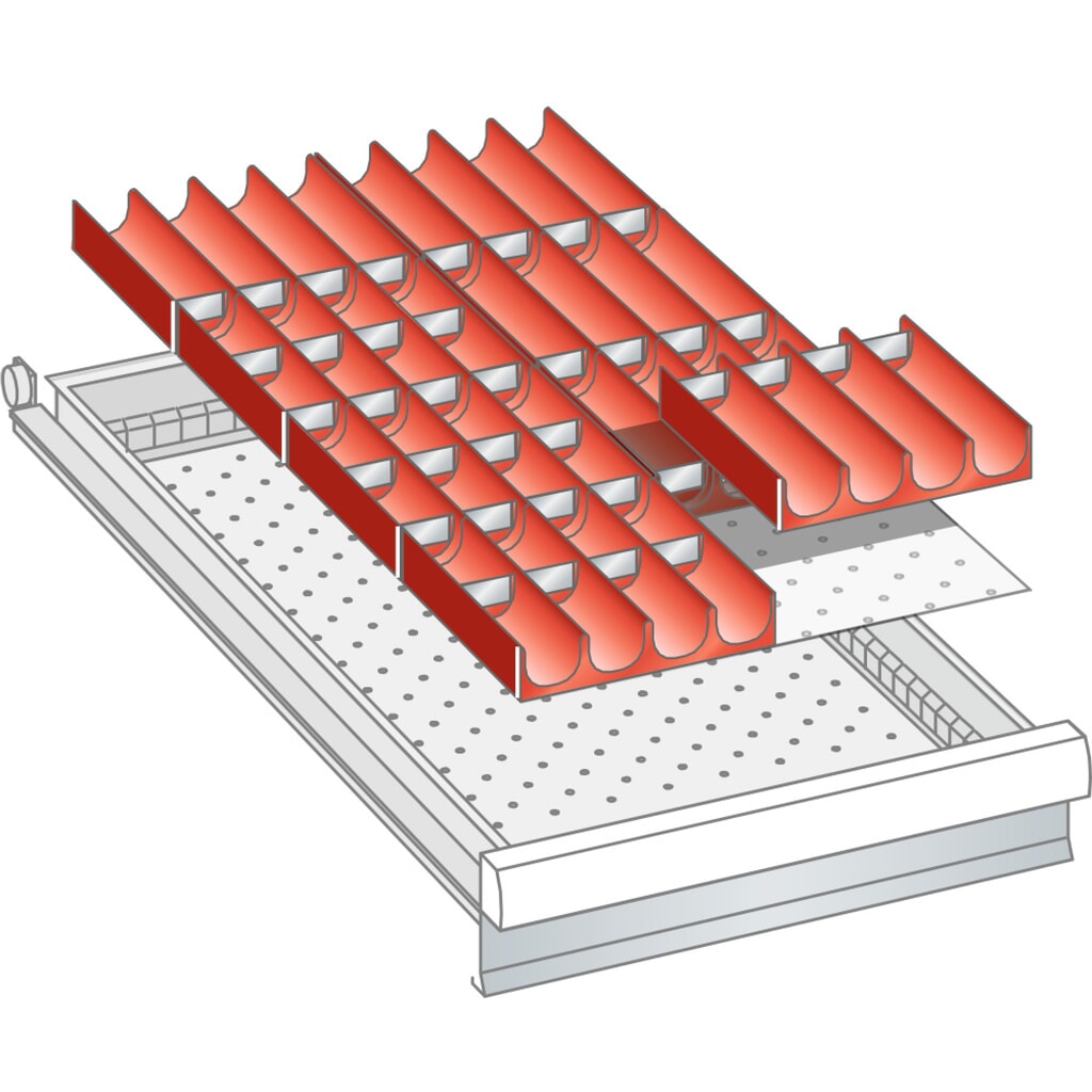 Produktabbildung: LISTA Set Mulden 18x36E, (BxTxFH) 306x612x50mm, 48-teilig