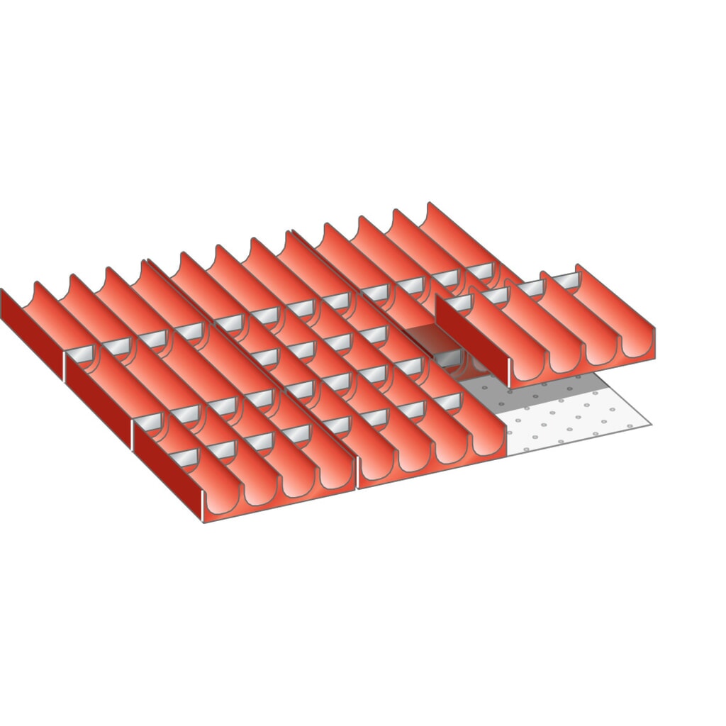 Produktabbildung: LISTA Set Mulden 27x27E, (BxTxFH) 459x459x50mm, 49-teilig