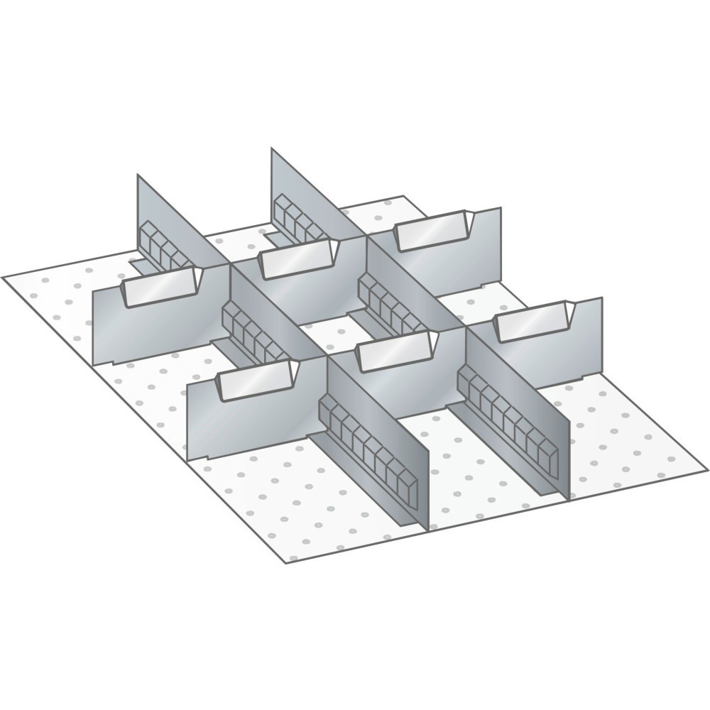 Produktabbildung: LISTA Set Schlitzwände und Trennbleche 18x27E, (BxT) 306x459mm, 2 Schlitzwände, 6 Trennbleche, für Fronthöhe 50mm