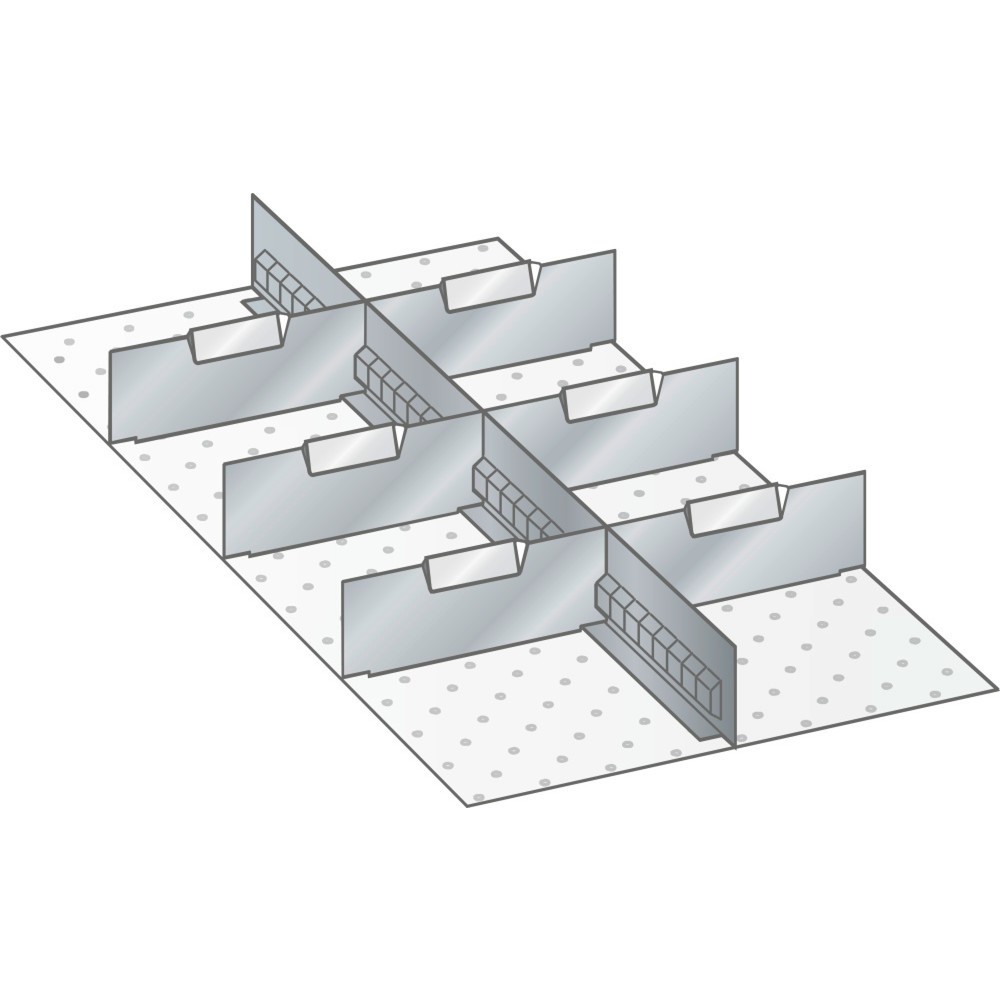 Produktabbildung: LISTA Set Schlitzwände und Trennbleche 18x36E, (BxT) 306x612mm, 1 Schlitzwand, 6 Trennbleche, für Fronthöhe 50mm