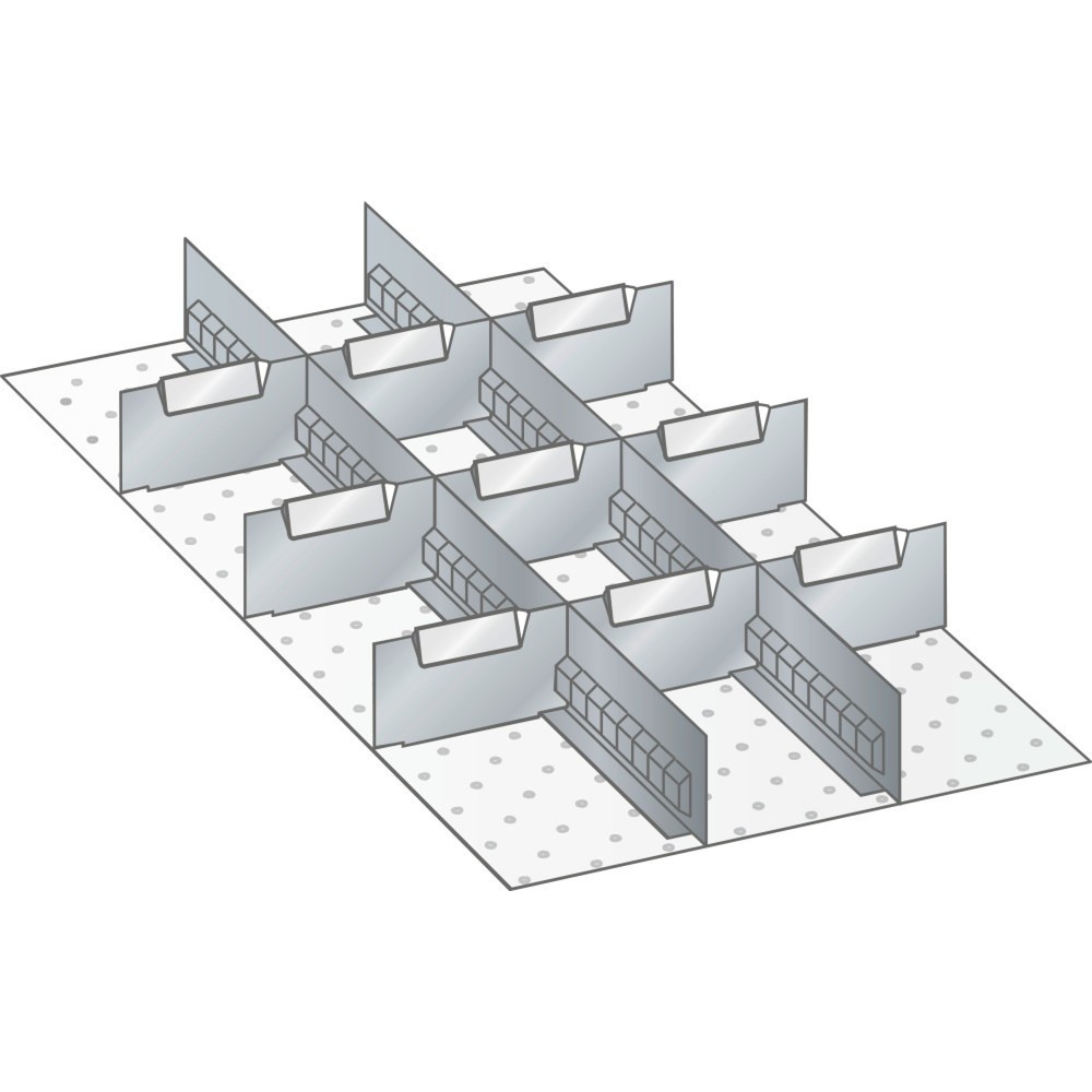 Produktabbildung: LISTA Set Schlitzwände und Trennbleche 18x36E, (BxT) 306x612mm, 2 Schlitzwände, 9 Trennbleche, für Fronthöhe 50mm