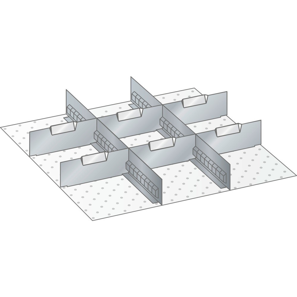 Produktabbildung: LISTA Set Schlitzwände und Trennbleche 27x27E, (BxT) 459x459mm, 2 Schlitzwände, 6 Trennbleche, für Fronthöhe 50mm