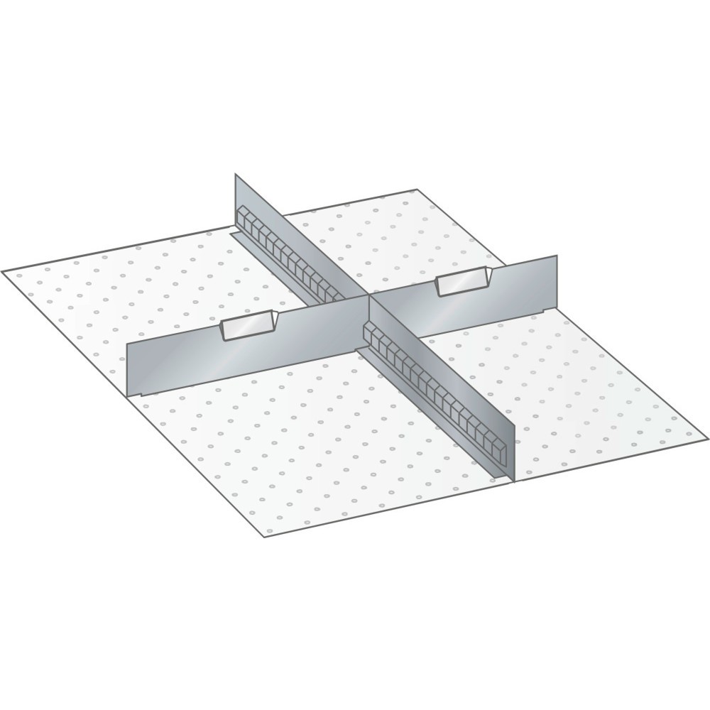 Produktabbildung: LISTA Set Schlitzwände und Trennbleche 27x36E, (BxT) 459x612mm, 1 Schlitzwand, 2 Trennbleche, für Fronthöhe 75mm