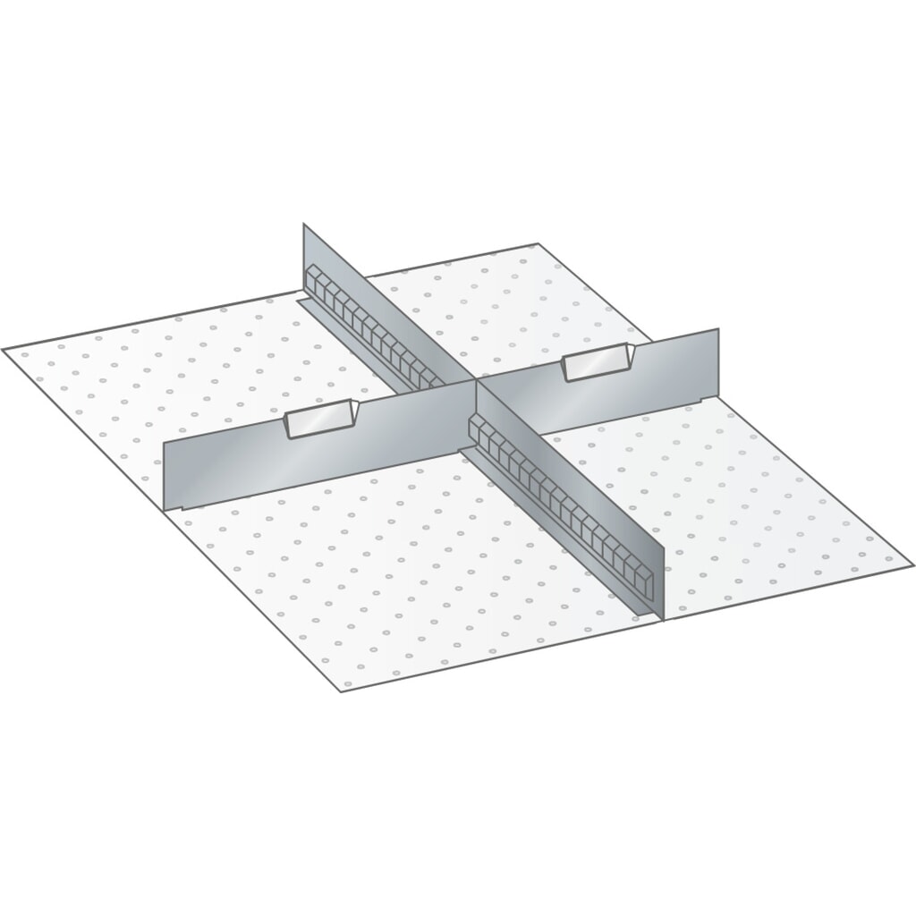 Produktabbildung: LISTA Set Schlitzwände und Trennbleche 27x36E, (BxT) 459x612mm, 1 Schlitzwand, 2 Trennbleche, für Fronthöhe 75mm