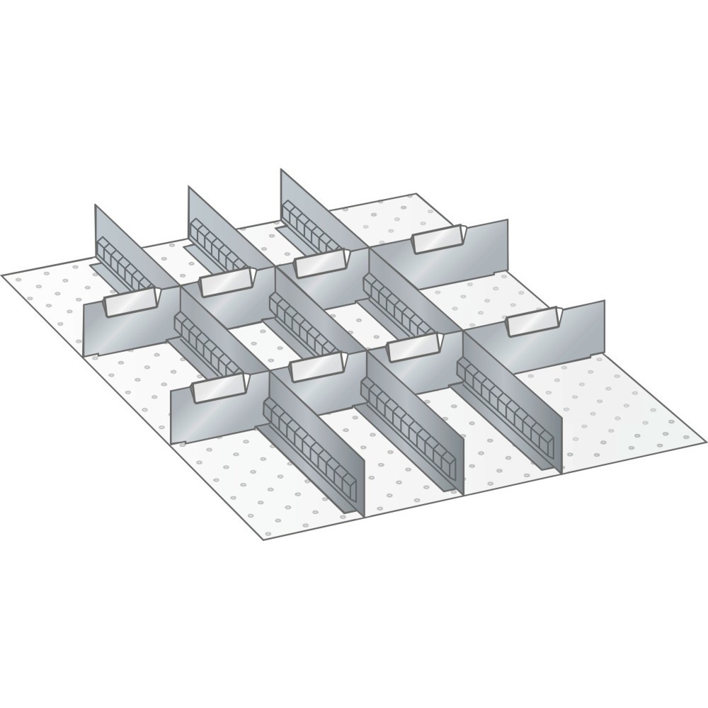 Produktabbildung: LISTA Set Schlitzwände und Trennbleche 27x36E, (BxT) 459x612mm, 3 Schlitzwände, 8 Trennbleche, für Fronthöhe 50mm
