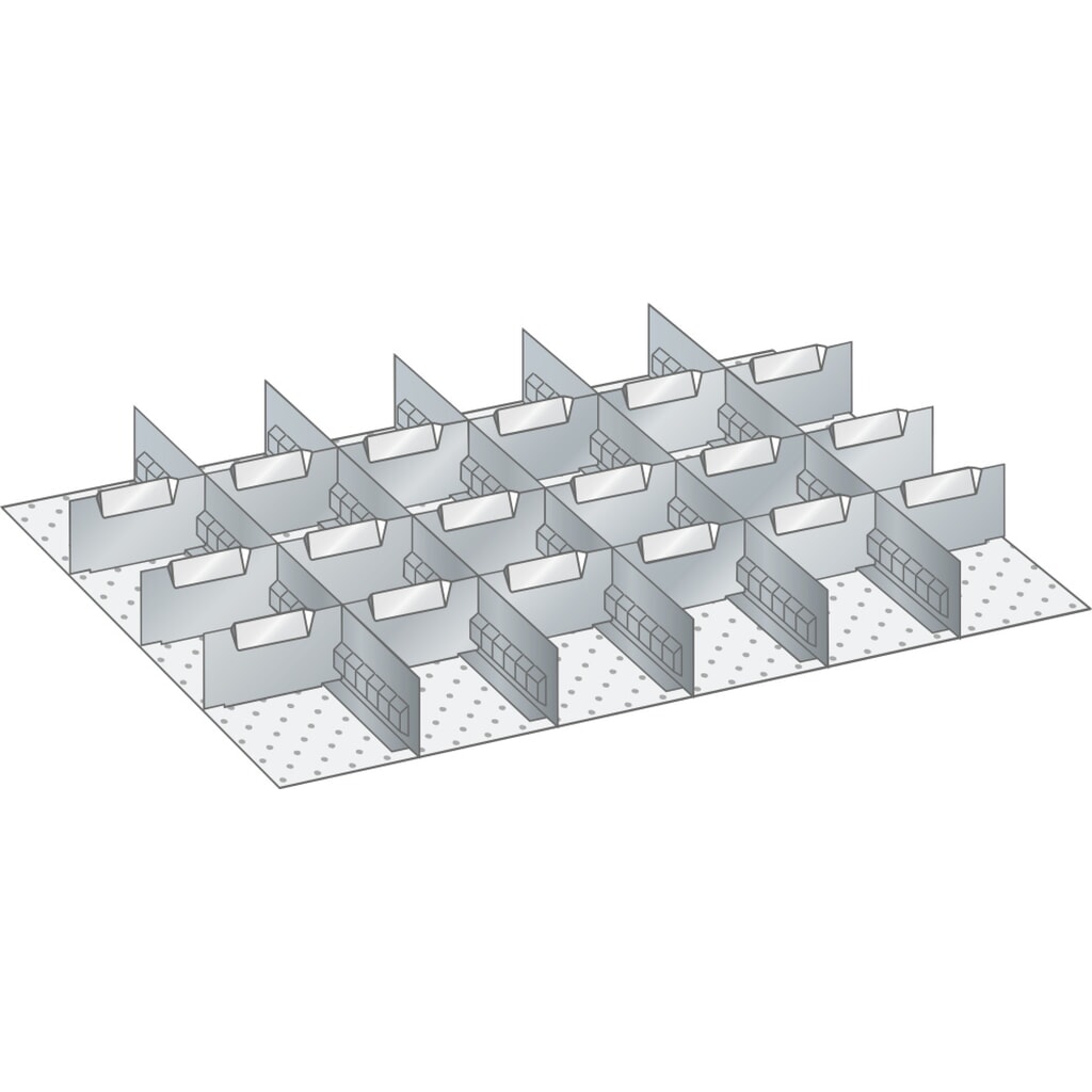 LISTA Set Schlitzwände und Trennbleche 36x27E, (BxT) 612x459, 5 Schlitzwände, 18 Trennbleche, für Fronthöhe 50mm Produktabbildung: LISTA Set Schlitzwände und Trennbleche 36x27E, (BxT) 612x459, 5 Schlitzwände, 18 Trennbleche, für Fronthöhe 50mm
