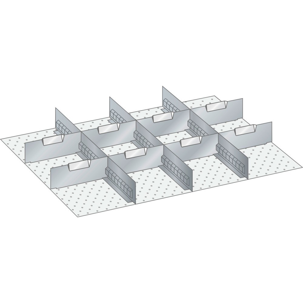 Produktabbildung: LISTA Set Schlitzwände und Trennbleche 36x27E, (BxT) 612x459mm, 3 Schlitzwände, 8 Trennbleche, für Fronthöhe 50mm
