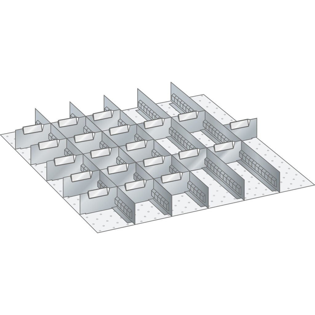 Produktabbildung: LISTA Set Schlitzwände und Trennbleche 36x36E, (BxT) 612x612mm, 5 Schlitzwände, 20 Trennbleche, für Fronthöhe 50mm