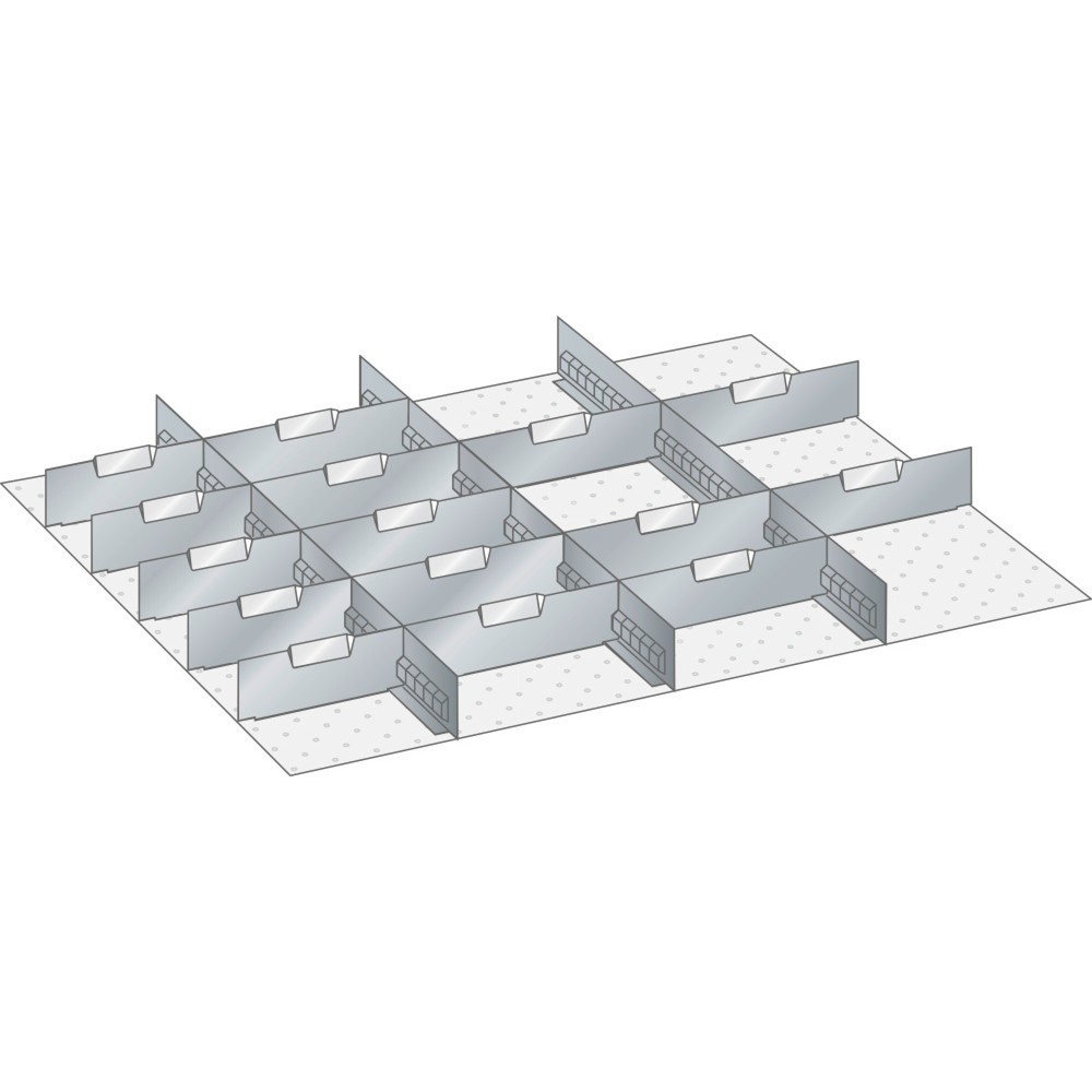 Produktabbildung: LISTA Set Schlitzwände und Trennbleche 45x36E, (BxT) 765x612mm, 4 Schlitzwände, 15 Trennbleche, für Fronthöhe 75mm