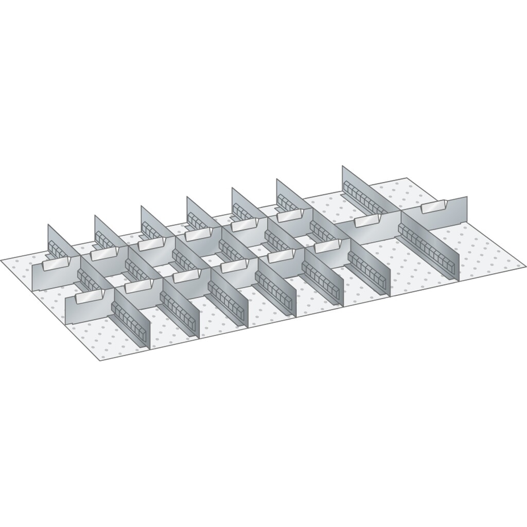 Produktabbildung: LISTA Set Schlitzwände und Trennbleche 54x27E, (BxT) 918x459mm, 7 Schlitzwände, 14 Trennbleche, für Fronthöhe 50mm