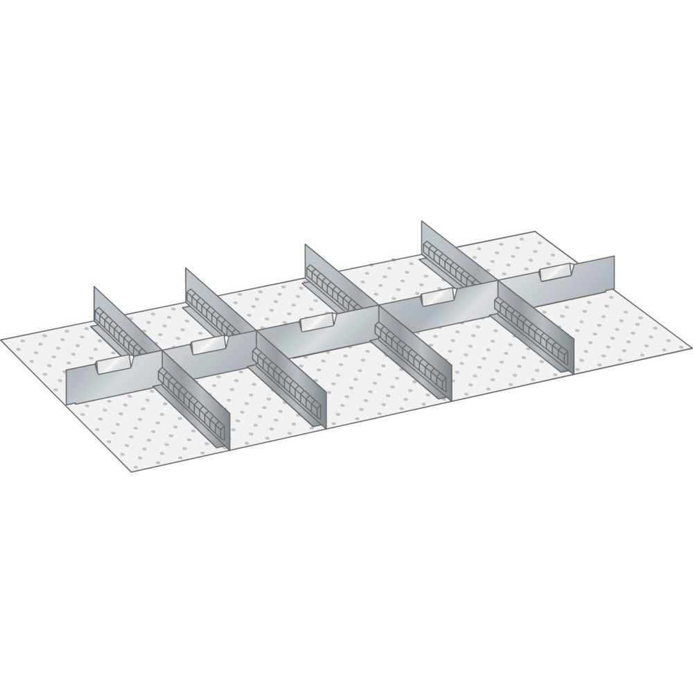 Produktabbildung: LISTA Set Schlitzwände und Trennbleche 54x27E, (BxT) 918x459mm, 4 Schlitzwände, 5 Trennbleche, für Fronthöhe 50mm