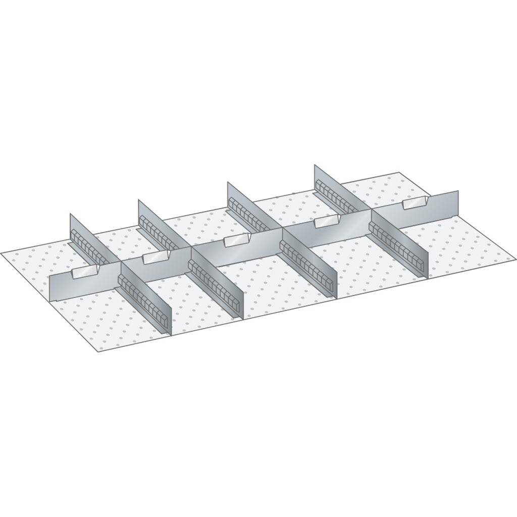 LISTA Set Schlitzwände und Trennbleche 54x27E, (BxT) 918x459mm, 4 Schlitzwände, 5 Trennbleche, für Fronthöhe 50mm Produktabbildung: LISTA Set Schlitzwände und Trennbleche 54x27E, (BxT) 918x459mm, 4 Schlitzwände, 5 Trennbleche, für Fronthöhe 50mm